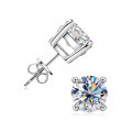 wholesale Metal Classic Four-Prong Moissanite Stud Earrings for Women, Small Batch Design, OEM Customization from Samples, Images, or Models, ODM Processing-0-4