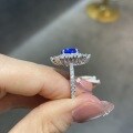 wholesale 925 Silver Oval-Shaped 2ct Blue Sapphire and Cobalt Spinel "Blue Elf" Ring for Women, Light Luxury and High-End Feel-0-1