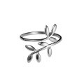 wholesale S925 Sterling Silver Polished Leaf Open Ring Korean Version Simple Elegant Leaf Summer Hand Accessory J9408-0-4