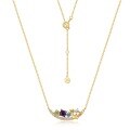 wholesale S925 silver inlaid multi-color zirconia women's delicate retro smile crown necklace, Korean new style-0-5