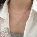 wholesale S999 Sterling Silver Korean-style Love Zircon Necklace for Women, Minimalist Star Pendant-0-1