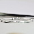 wholesale 999 Silver Blossoming Pearls Tranquil and Far-reaching Pear Blossom Bangle, Retro National Style Ethnic Minimalist Bracelet-0-5