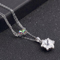 wholesale S925 Sterling Silver Cross-Border Star Necklace Korean Style Fashion Creative Crystal-Inlaid Snowflake Collarbone Pendant Factory Wholesale-0-3