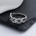 wholesale S925 Sterling Silver Hollow Knitted Ring, Korean Style Fashion Punk Gothic Index Finger Ring for Women-0-1