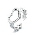 wholesale S925 Sterling Silver European and American Cross-Border Internet Celebrity Trendy Irregular Heart Geometric Open Adjustable Ring for Women-0-4