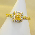 wholesale S925 Sterling Silver New 5*5 Sugar Square Yellow Diamond High-Carbon Diamond Cross-Border Ring for-0-3