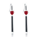 wholesale S925 Silver Black Agate Designer Natural Gemstone Heart Tassel Ear Studs-0-6