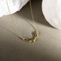 wholesale 925 Silver V-necklace Women'sins。-A245A-Gold 925 Silver