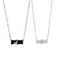 wholesale S925 Sterling Silver Bamboo-Themed Couple's Necklace Set, Men's and Women's Bamboo Pendant with Minimalist Design Engraving Accessories-Couple 925 silver