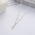 wholesale S925 Silver Fashion Geometric Water Drop Glossy Wave-shaped Minimalist Design Necklace for Women-0-0