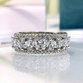 wholesale S925 Silver New European and American Full Diamond Row Ring Marquise Small Row Ring Women's Full Diamond Wide Band-0-5