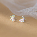 wholesale S925 Sterling Silver Colorful Diamond Butterfly Ear Studs Korean Version Sweet and Simple Personality Elegant Women's Ear Jewelry M02165-0-0