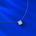 wholesale Metal: S925 Silver 8*8mm Princess Cut White Diamond Personalized Style Pendant Necklace for Cross-Border E-Commerce-0-2