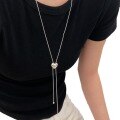 wholesale S925 Sterling Silver Drawstring Heart Long Pendant Sweater Chain, Korean Dongdaemun High-Fashion New Edition Versatile Necklace-0-4