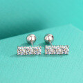 wholesale S925 Sterling Silver Fashionable and Elegant Earrings Mini Ultra-Sparkling Moissanite Stud Earrings for Women Korean Style Minimalist Three-Stone Stud Earrings-0-1