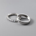 wholesale S925 Sterling Silver Ins-style Stackable Polished Row Diamond Ring Design Unisex Jewelry R01697-0-2