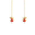 wholesale 925 Silver Enamel Red Bow Bell Drop Earrings New Christmas Retro European and American Style Ear Thread-0-6