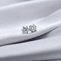 wholesale 925 Sterling Silver Moissanite Stud Earrings, Unisex Hip-Hop 1 Carat Six-Prong Earrings, High-End Single Diamond Earrings-0-2