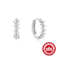 wholesale 925 Sterling Silver Twisted Figure-8 Diamond Stud Earrings,-White Gold #3