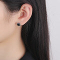 wholesale S925 Sterling Silver Hip Hop Black Square Zircon Stud Earrings Ins Minimalist Style Versatile Women's Earrings-0-3