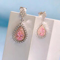 wholesale 925 Silver Elegant and Fresh Pear-Shaped Pink Diamond 4*7mm Earrings, Simple Luxury Stud Earrings-0-0
