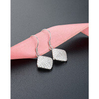 wholesale S925 Sterling Silver Korean New Minimalist Style Geometric Diamond-shaped Earrings with Crystal Accents for Women-Full diamond earrings platinum &gt; S925 silver