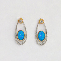 wholesale S925 Silver French-Design Retro British Style Synthetic Opal Earrings-Synthetic Opal Earrings 925 Silver