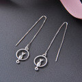 wholesale 925 Sterling Silver Small Cat Tassel Earrings for Women, Korean Style Minimalist Elegant Long Moon Cat Ear Thread Jewelry Wholesale-0-0