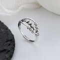 wholesale S925 Sterling Silver Vintage Triple-Layer Cross Lucky Flexible Ring, Ins Korean-Japanese Style Versatile Stacking Ring-0-1
