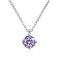 wholesale S925 Sterling Silver Wholesale 1 Carat D Color Moissanite Pendant with Diamond Accents Classic Four-Prong Necklace for Women-0-21
