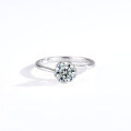 S925 Sterling Silver Moissanite Six-Prong Snowflake Twist Shank Ring-0-3