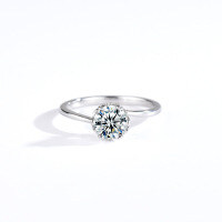 S925 Sterling Silver Moissanite Six-Prong Snowflake Twist Shank Ring-1-carat moissanite (6.5mm)  No. 6