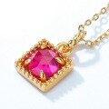 wholesale S925 Sterling Silver Summer New Geometric Ruby Pendant Retro Palace Style Collarbone Necklace Wholesale from Manufacturer-0-2