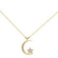wholesale 10K Gold StarJewelry Same Style Moon Moissanite Necklace, Small Batch Design, Luxury Style, Elegant Collarbone Chain for Women-0-4