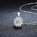 S925 Sterling Silver Moissanite Sunflower Pendant Necklace-0-0