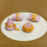 wholesale S925 silver gold-plated natural kunzite calabash waist beads accessories for DIY handmade spacer beads semi-finished bracelet necklace-gourd