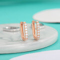 wholesale S925 sterling silver light luxury moissanite romantic rose gold and silver elegant earrings, fashionable minimalist studs, women's hoop earrings-0-1