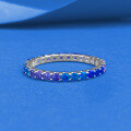 wholesale S925 Silver Gradient Color Gemstone Bohemian Style Full Diamond Row Ring in Lavender Tones-0-5