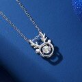 wholesale S925 Sterling Silver Forest-inspired Deer with You Exquisite Inlaid Necklace for Women, Elegant Antler Collarbone Chain Christmas Gift-0-2