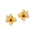 wholesale 10K Gold Plated 925 Silver Original Design Spring Garden Series Earrings Fashionable Flower Garnet Earrings-0-4