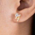 wholesale Gold-plated S925 Silver Moissanite Earrings with Round Main Stone and Tree Branch Design, Trendy Best-selling Women's Jewelry-0-3