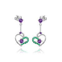 wholesale 925 Sterling Silver Spring Summer New Natural Amethyst Topaz Earrings Creative Niche Design Gemstone Earrings-Natural amethyst earrings