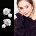 wholesale S925 sterling silver double-sided pearl earrings for women, small and unique, vintage and elegant, new trendy ear accessories-0-3