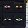 Platinum Vintage-Inspired 15ct Lab-Grown Colored Gemstone Ring-0-1