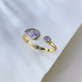 wholesale S925 Sterling Silver Open-End Teardrop Pear-Shaped Zircon Ring, Light Luxury Ins Style Design, Xiaohongshu Delicate-0-2