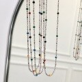 wholesale S925 Sterling Silver IU Same Style Mini Rainbow Bead Mixed Silver Bead Necklace Simple and Elegant Stackable Collarbone Chain Wholesale-0-2