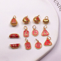 wholesale S925 Silver Tai Sui Dumpling Enamel Drop Bead Dangle Accessory Bracelet String DIY Spacer Bead Semi-finished New Product-Tai Sui Obstacle Removal Amulet