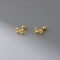 wholesale S925 Sterling Silver Rose Gold Plated Hollow Bow Screw Back Stud Earrings for Women M05428-0-3