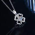 S925 Silver Flower Micro-Set D Color Moissanite Necklace-0-1