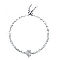 925 Silver Moissanite Teardrop Pear Simple Women's Bracelet Live Factory Direct-2 carats (set with moissanite)  925 silver